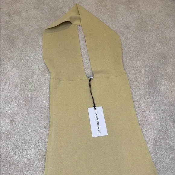 NWT WeWoreWhat Viscose Nylon Halter Neck Midi Dress in Tan Size S - Picture 4 of 11